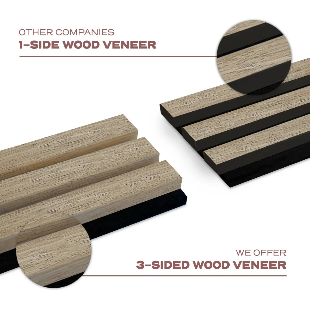 Tile (4 in a box) - Acoustic Slat Wall Panel | Natural Oak | Premium 3-sided Wood Veneer - Image 8